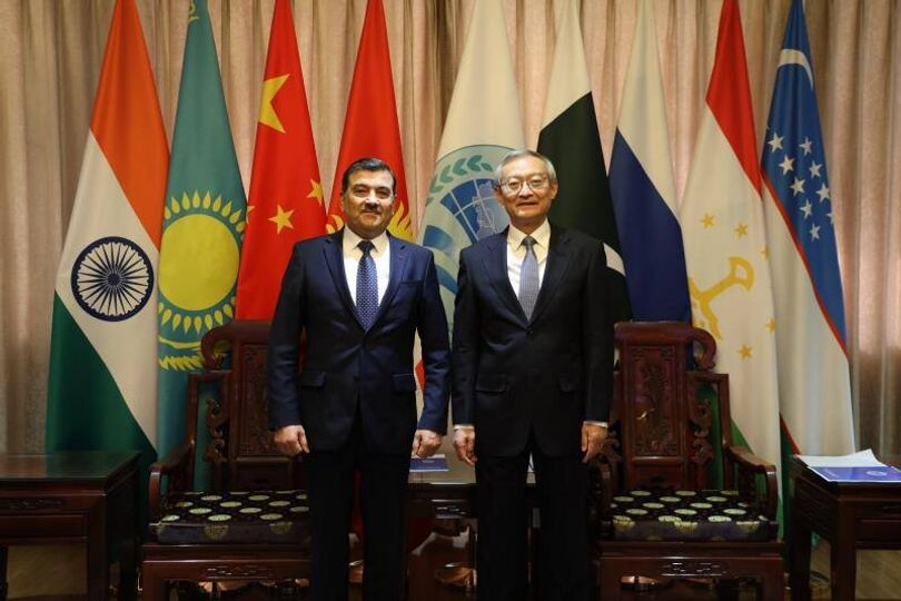 встреча Генерального секретаря ШОС Чжана Мина с Чрезвычайным и Полномочным Послом Республики Таджикистан в Китайской Народной Республике господином Саидзода Зохир Озод