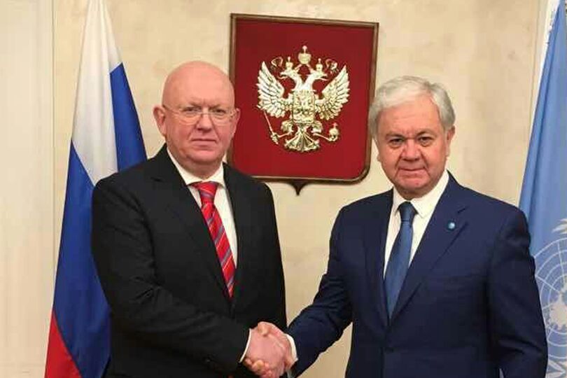 Встреча Генерального секретаря ШОС Р.Алимова с Постоянным Представителем России при ООН, Председателем Совета Безопасности ООН В.А.Небензей Встреча Генерального секретаря ШОС Р.Алимова с Постоянным Представителем России при ООН, Председателем Совета Безопасности ООН В.А.Небензей